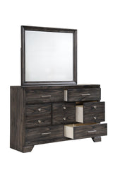 side view of Jaymes Gray Storage Fabric Platform Bedroom Set bed