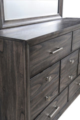 bedroom view of Jaymes Gray Storage Fabric Platform Bedroom Set bed