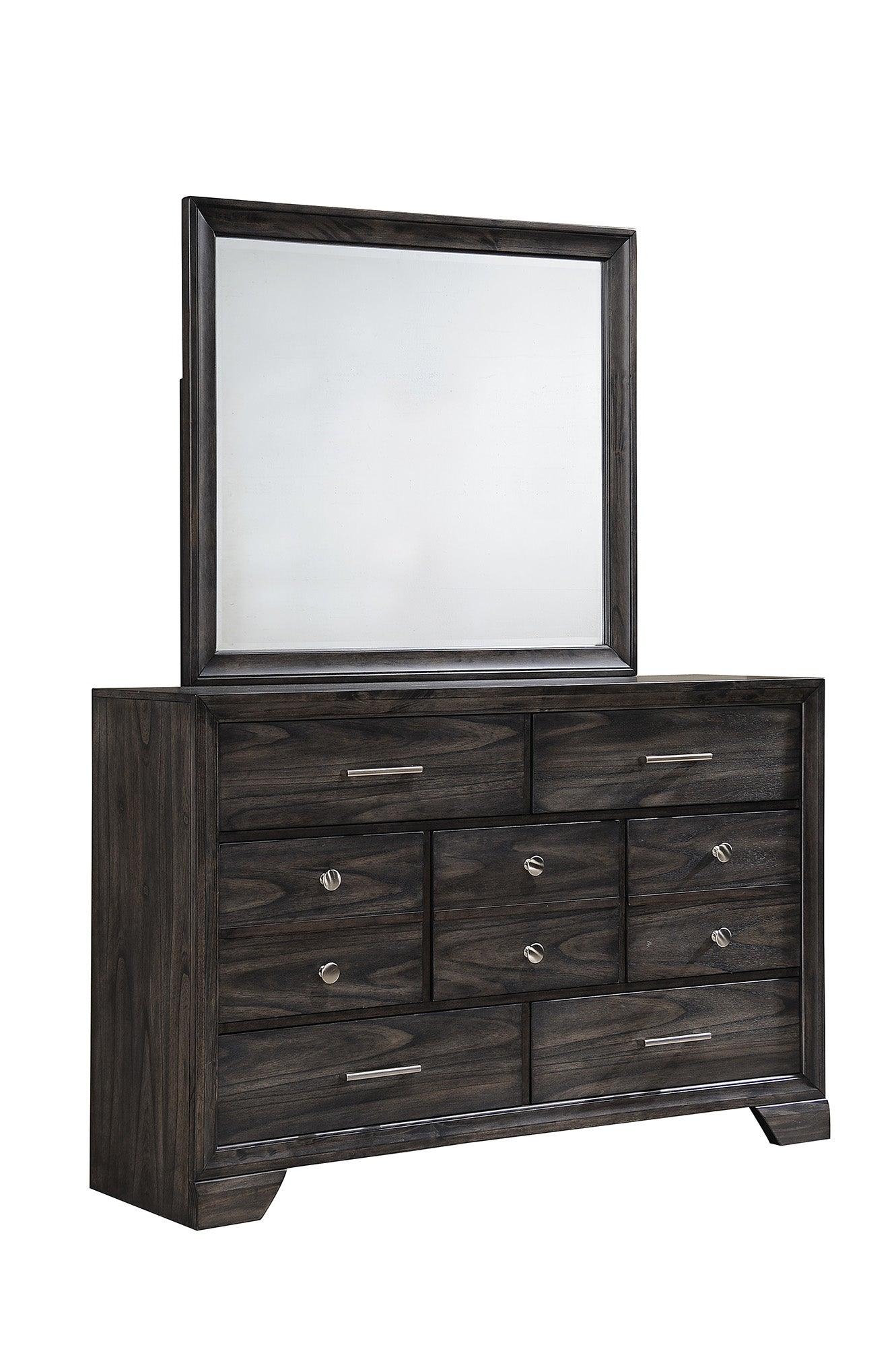 bedroom view of Jaymes Gray Storage Fabric Platform Bedroom Set bed