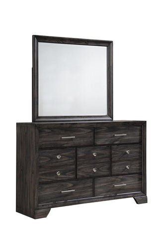 Jaymes Modern Gray Dresser front view with metal handles and 10 drawers