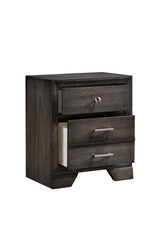 side view of Jaymes Gray Storage Fabric Platform Bedroom Set bed