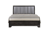 bedroom view of Jaymes Gray Storage Fabric Platform Bedroom Set bed