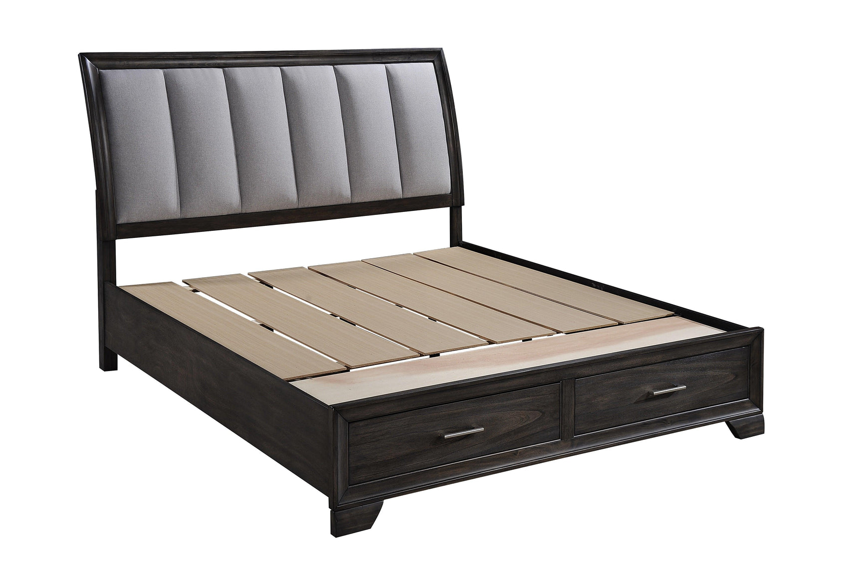 main view of Jaymes Gray Storage Fabric Platform Bedroom Set bed