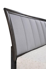 side view of Jaymes Gray Storage Fabric Platform Bedroom Set bed