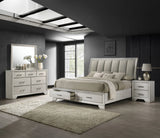 Side view of Jaymes White storage bedroom set bed