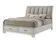 Bedroom view of Jaymes White storage bed with dresser and mirror