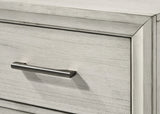 Detailed view of fabric upholstered headboard