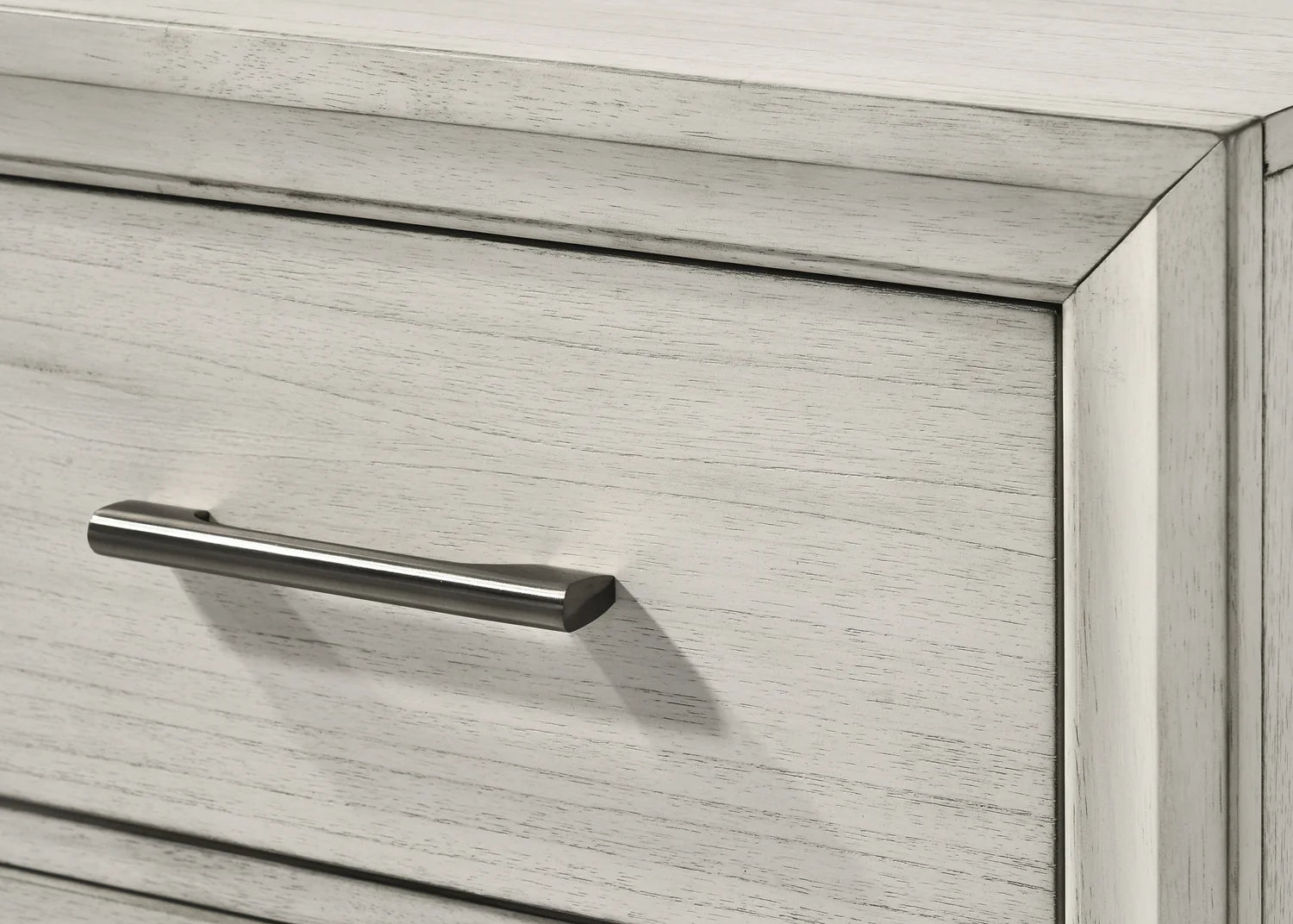 Detailed view of fabric upholstered headboard