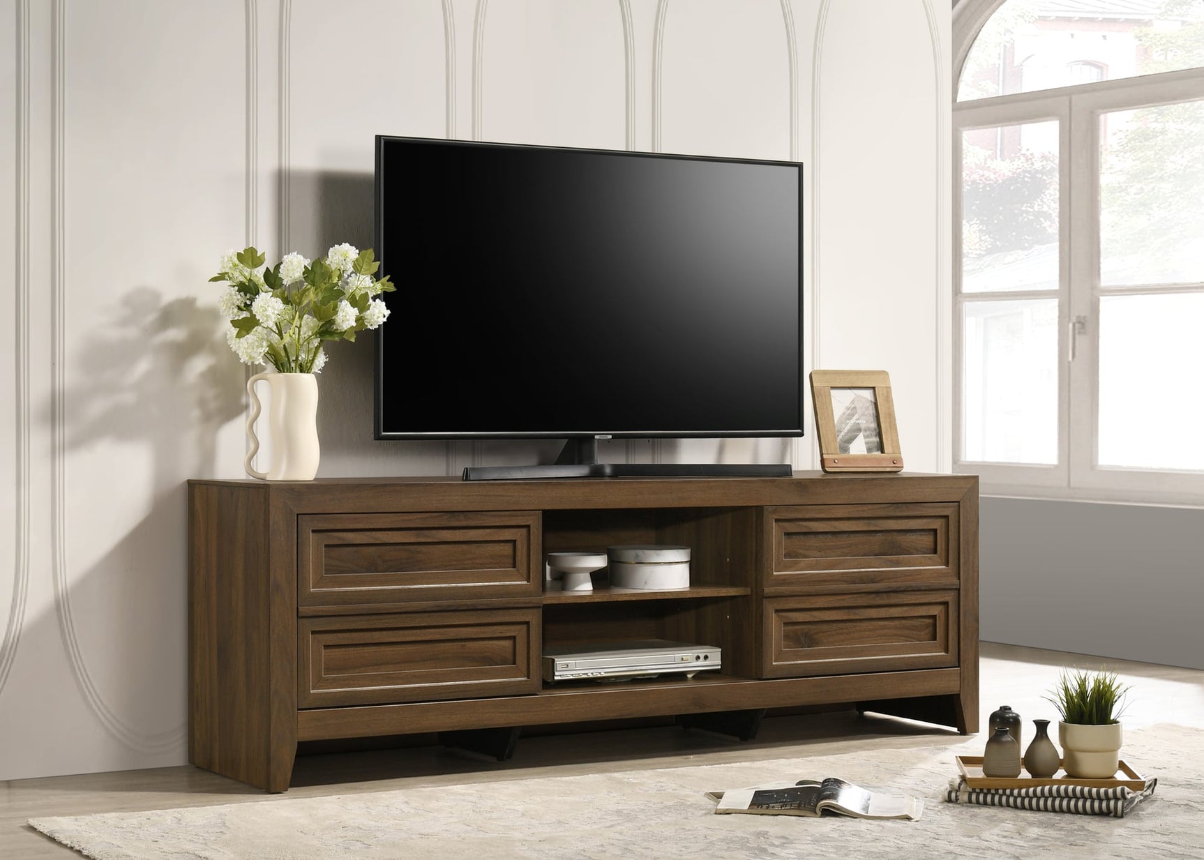 Lorraine TV Stand in Brown Finish from Decor Furniture
