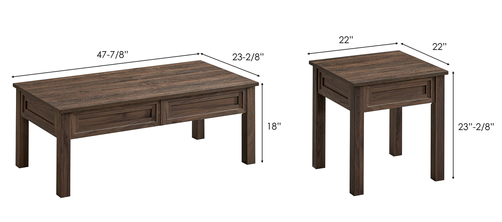 Lorraine 3-Piece Brown Coffee Table Set view 6
