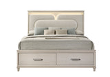 Aviana bed with storage and upholstered headboard