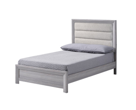 Bedroom view of Adelaide Gray Upholstered Panel Bedroom Set bed