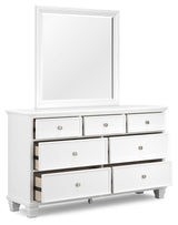Open drawer detail of Fortman dresser in white finish