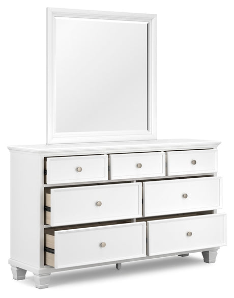 Open drawer detail of Fortman dresser in white finish