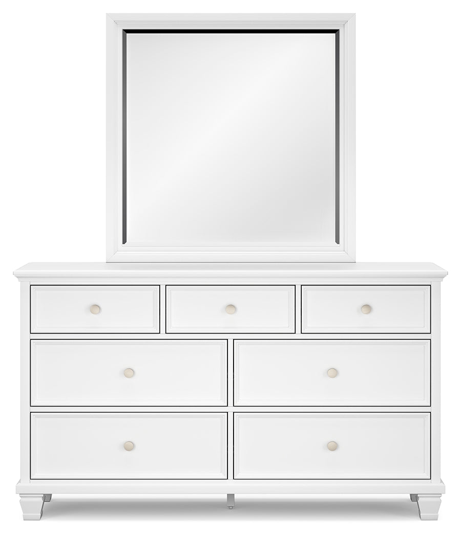 Front view of Fortman dresser with attached mirror
