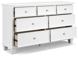 Fortman White Dresser with drawers open