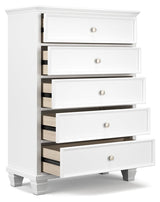 Fortman White Chest with drawers open