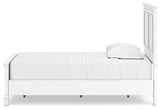 Fortman White Twin Panel Bed angled side and footboard