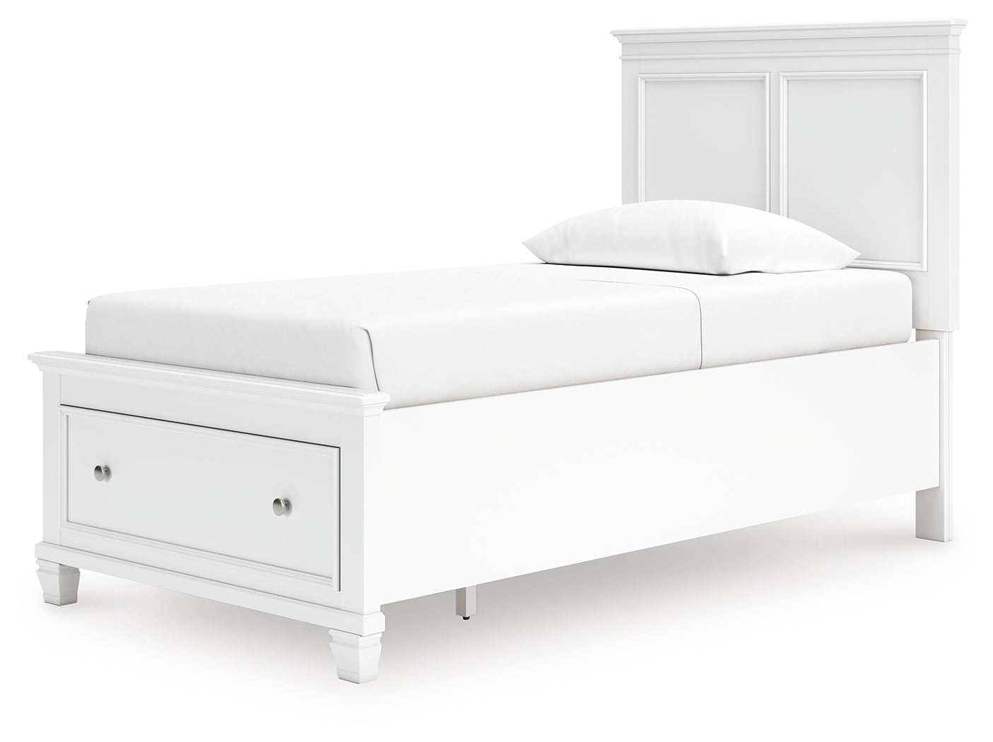 Alternate angle showing footboard and tapered feet