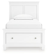 Headboard front view of Fortman white twin bed