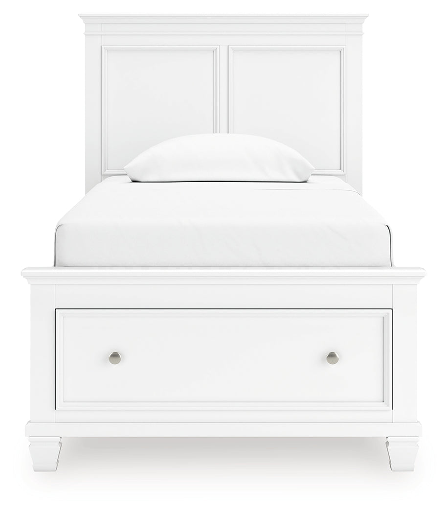 Headboard front view of Fortman white twin bed