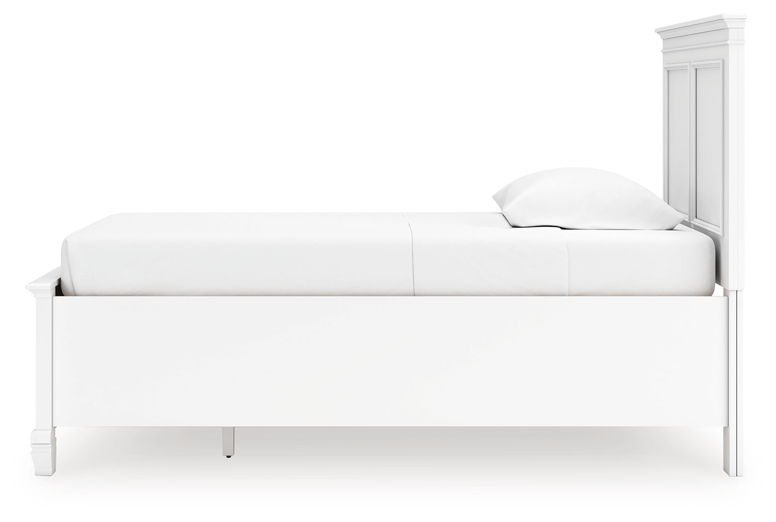 Side angle highlighting storage drawer and slats