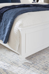 Fortman White King Panel Bed tapered feet detail