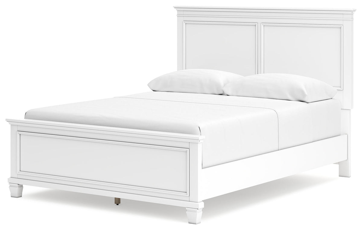 Fortman White Queen Panel Bed alternative angled view