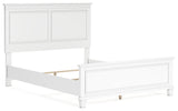 Fortman White Queen Panel Bed angled view from left