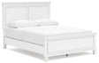 Fortman White Queen Panel Bed angled view from right