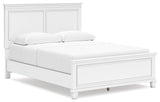 Fortman White Queen Panel Bed angled view from right