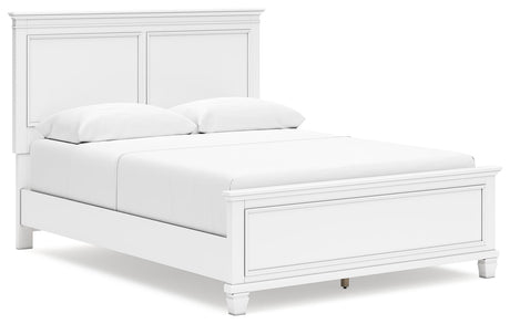 Fortman White Queen Panel Bed angled view from right