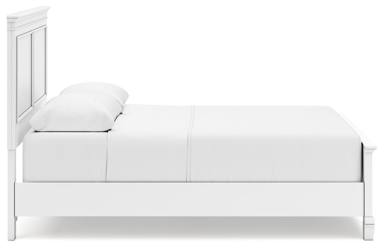Fortman White Queen Panel Bed side view