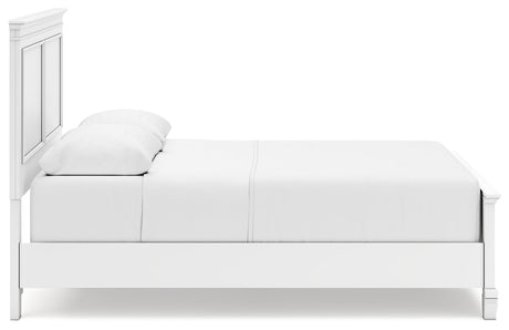 Fortman White Queen Panel Bed side view