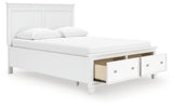 Open storage drawer in footboard of Fortman Bed