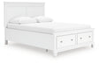 Side angle of Fortman White Queen Panel Storage Bed