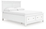 Side angle of Fortman White Queen Panel Storage Bed