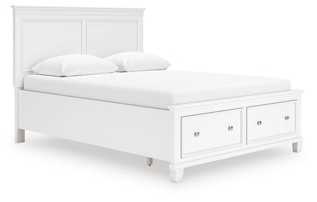 Side angle of Fortman White Queen Panel Storage Bed