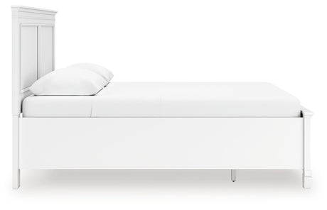 Side view of Fortman White Queen Panel Bed