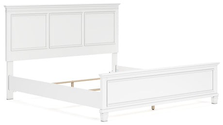 Fortman White King Panel Bed headboard close-up