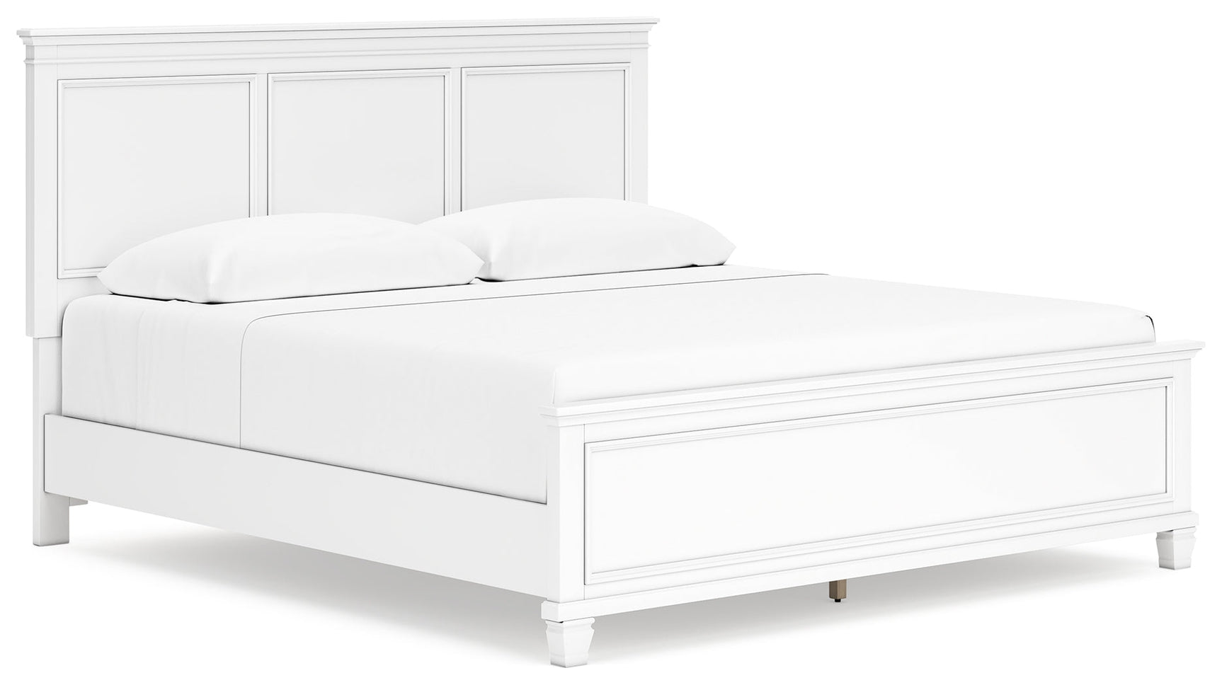 Fortman White King Panel Bed side view
