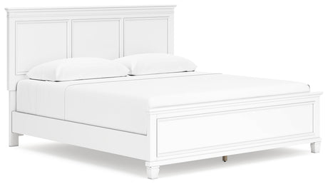 Fortman White King Panel Bed side view