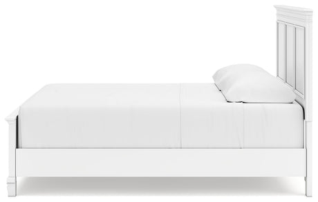 Fortman White King Panel Bed corner detail