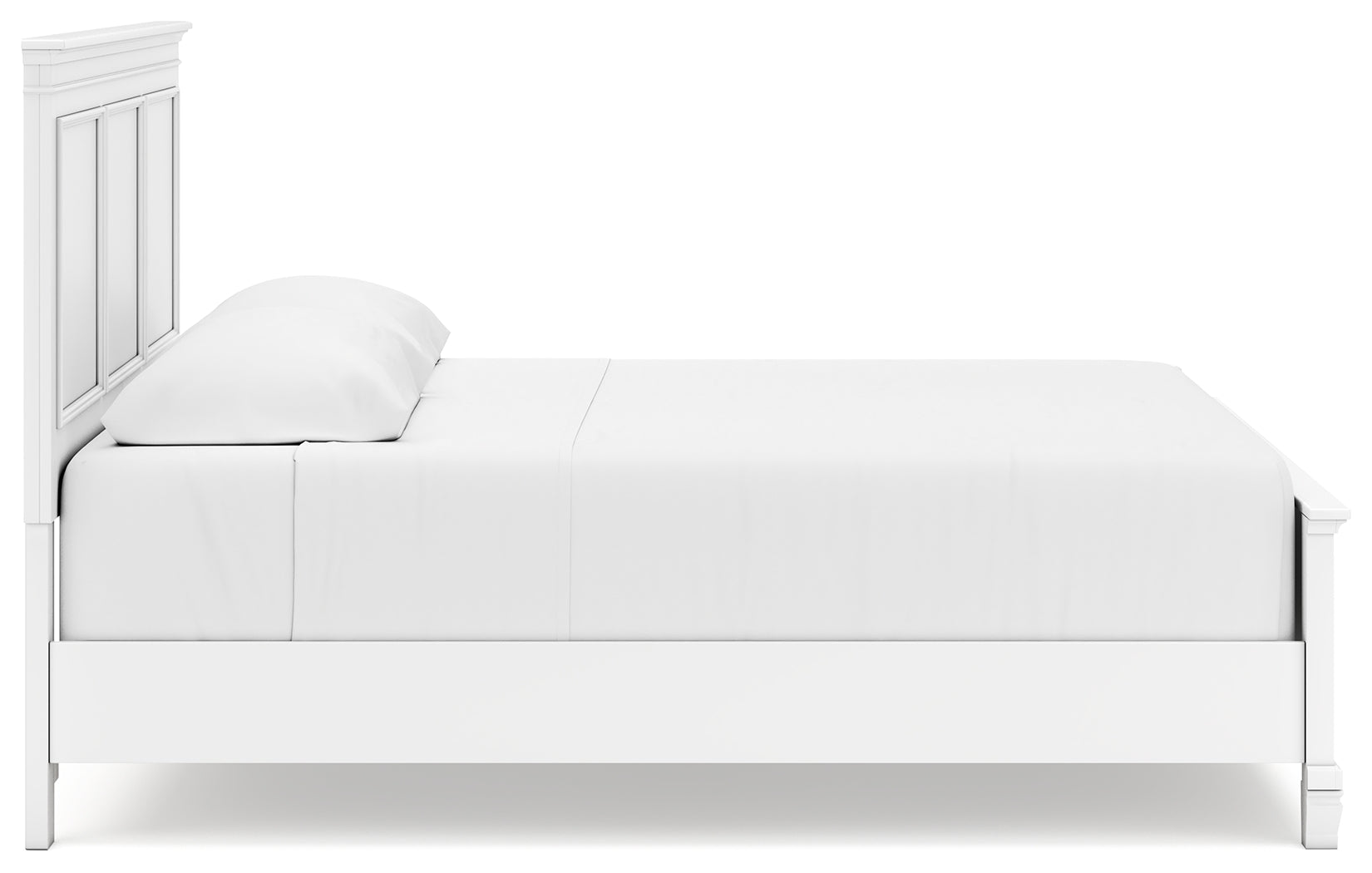 Fortman White King Panel Bed angled side