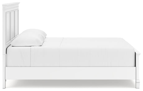 Fortman White King Panel Bed angled side