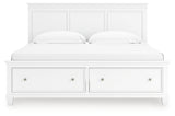 Panel headboard of Fortman White King Bed front view