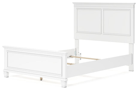 Fortman White Full Panel Bed side angle view