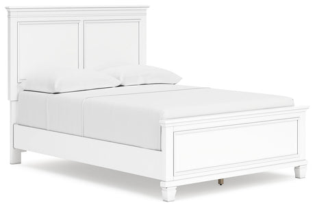 Fortman White Full Panel Bed front angle view