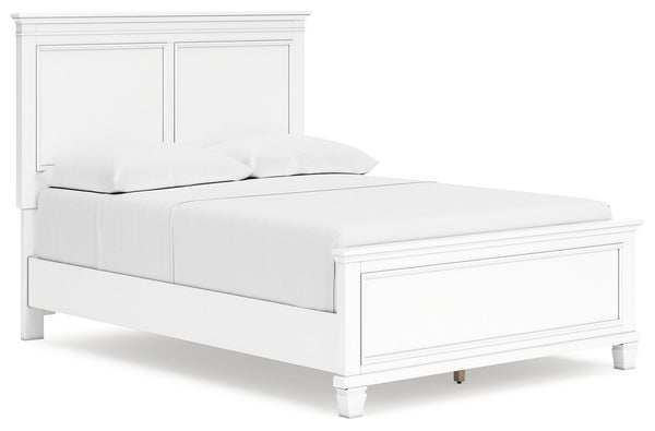 Fortman White Full Panel Bed front angle view
