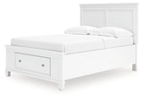 Full panel bed showing storage drawers closed